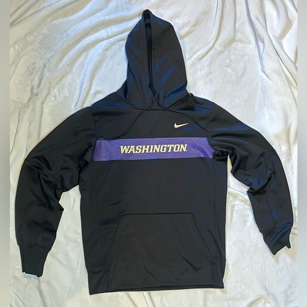 Nike Washington Huskies UW Sweatshirt Mens Small Black Gold Swoosh Dri Fit